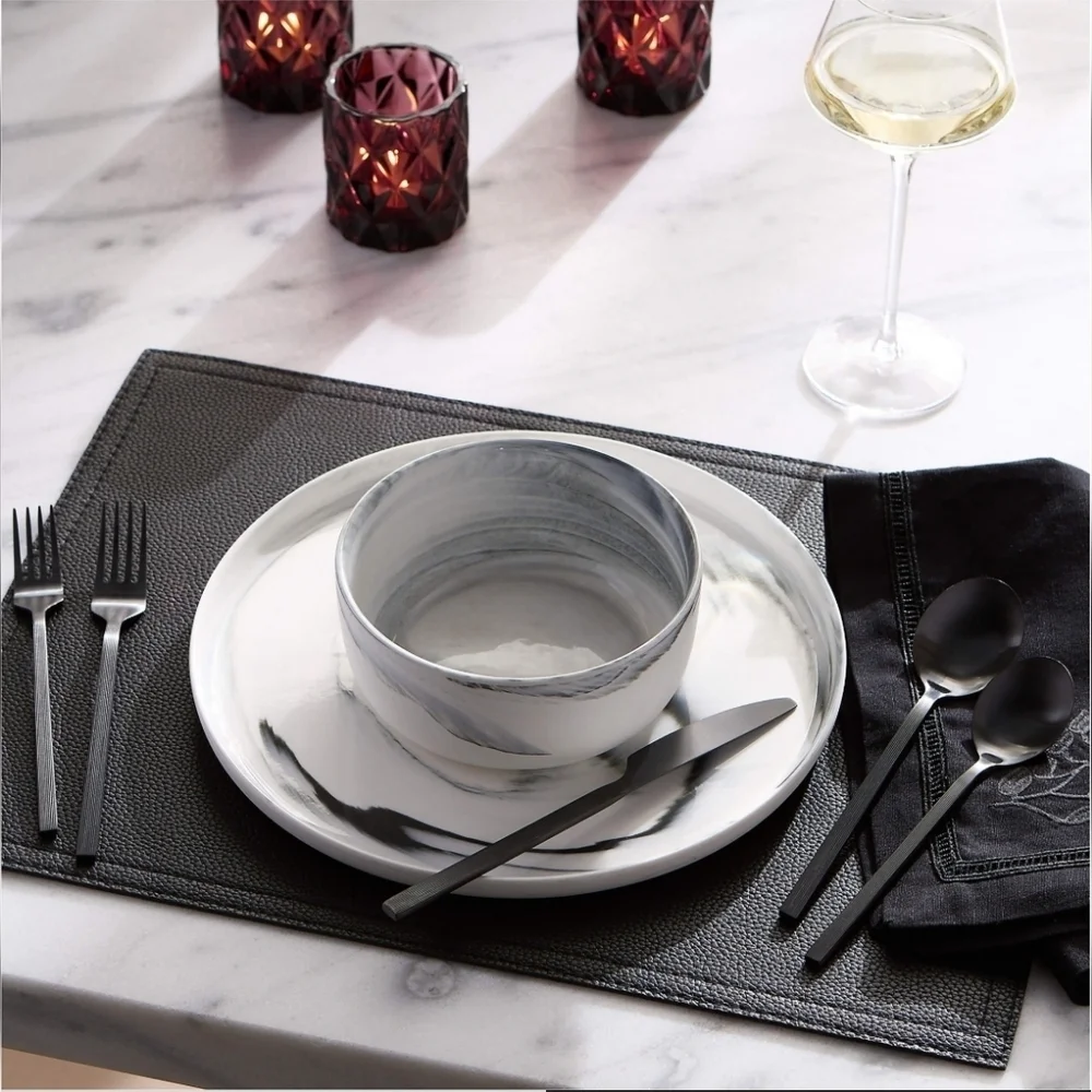 ❤️BUY 2 GET 1 FREE CB2 Parallel 20-Piece Brushed Black Flatware Set